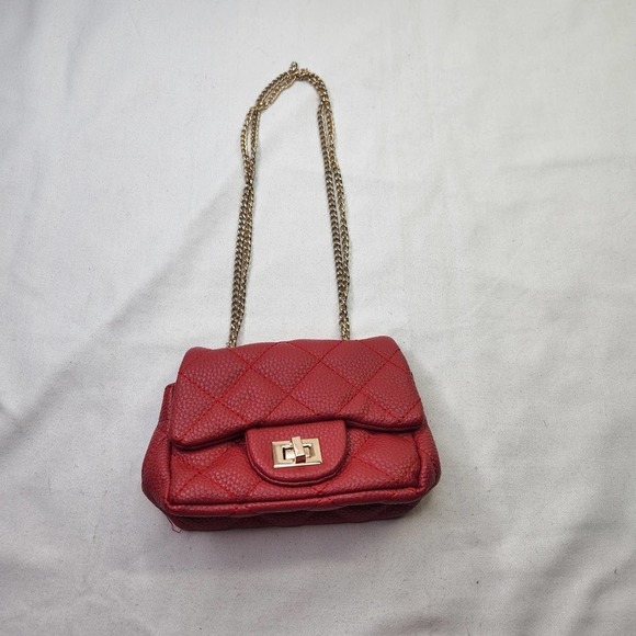 Chloe K Handbags - Chloe K New York Emma Mini Bag Red Gold Quilted Bag